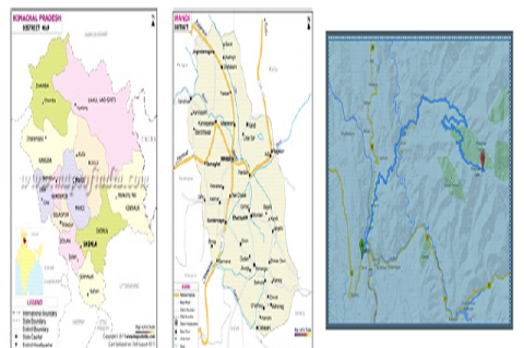 Map of Himachal Pradesh and Mandi showing location of Prashar area
