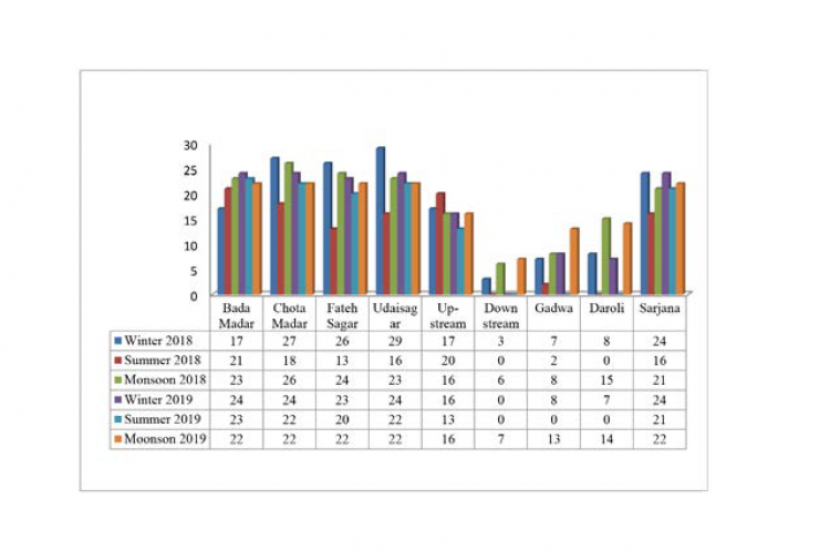 Seasonal occurrence of Phytoplankton in different water bodies of Berach river system.