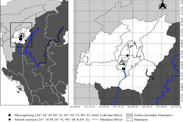 Map of the important sites and locations related to the current study. Prepared in QGIS® version 3.20.1.