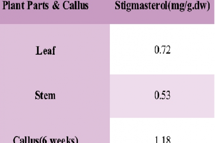 Yield of sterols isolated 