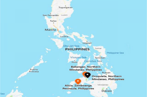 The Map of the Philippines Indicating the Three Sampling Sites in the Southern Part of Mindanao.