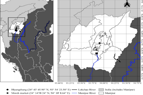 Map of the important sites and locations related to the current study. Prepared in QGIS® version 3.20.1.