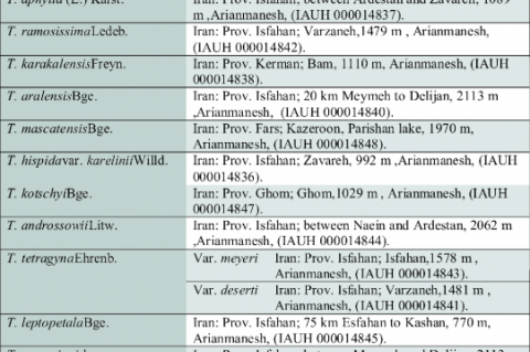 List of taxa investigated in our analysis and herbaria where the vouchers are deposited.